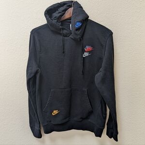 Black Nike Sportswear Essentials+ French Terry Multi Logo Hoodie.Size Medium